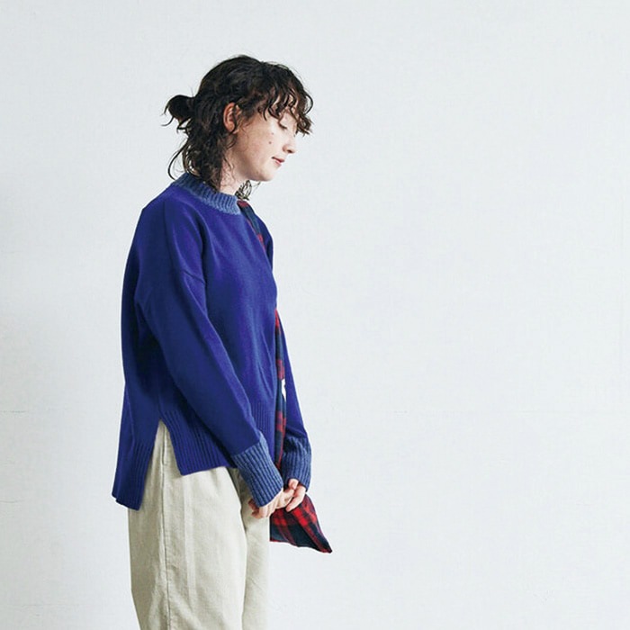 【キナリノコラボ！】NARU(ナル) タスマニアラムウール 配色コモドニット KR-TR-01