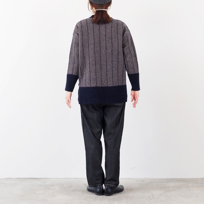 【キナリノコラボ】NARU(ナル) タスマニアラムウール ヘリンボン柄コモドニット KR-TR-02