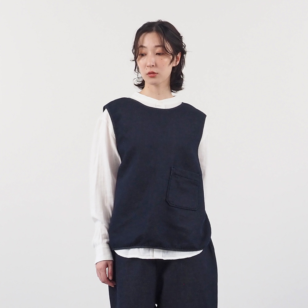 NARU(ナル) ムラデニム裏起毛 フリップベスト(2WAY) 666827