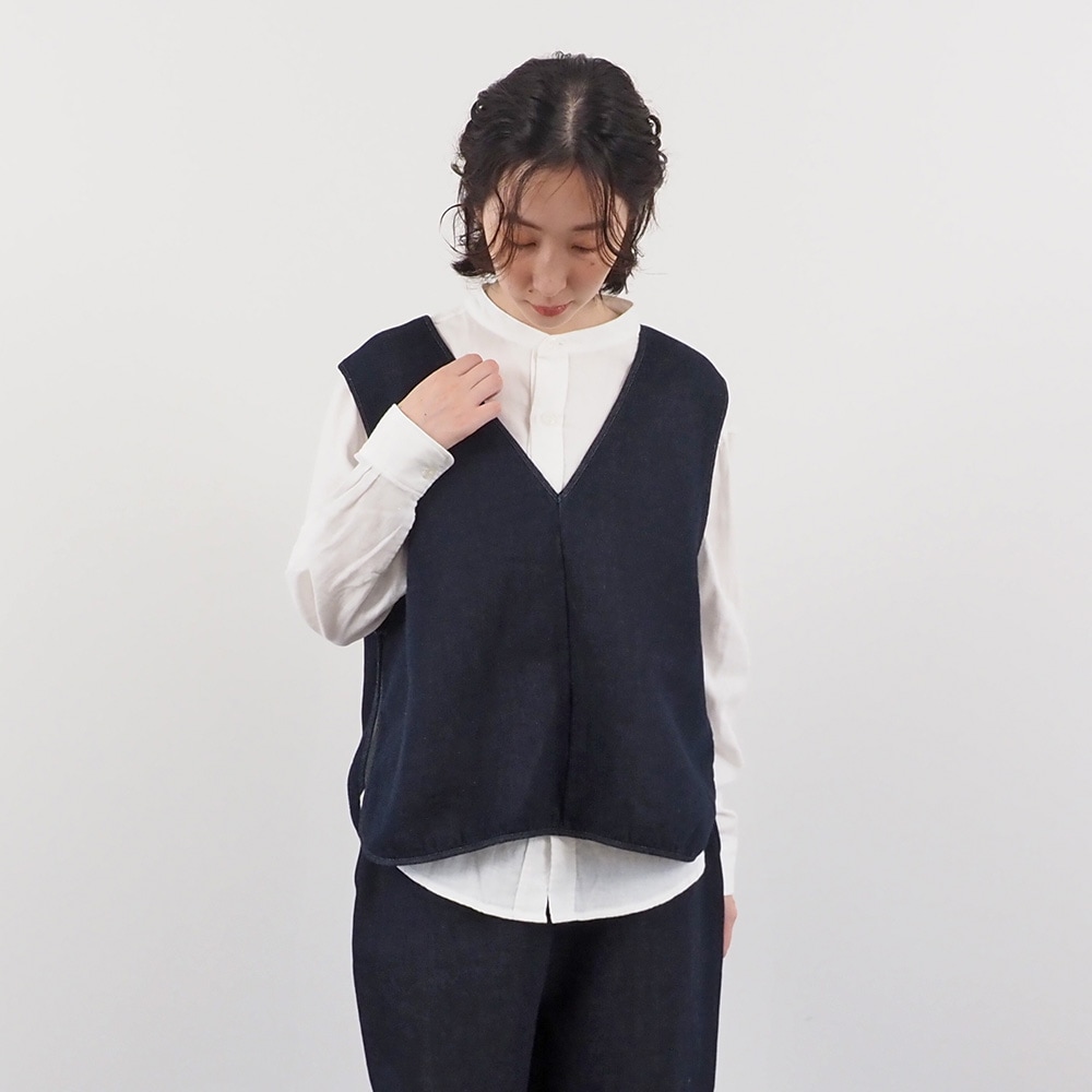 NARU(ナル) ムラデニム裏起毛 フリップベスト(2WAY) 666827