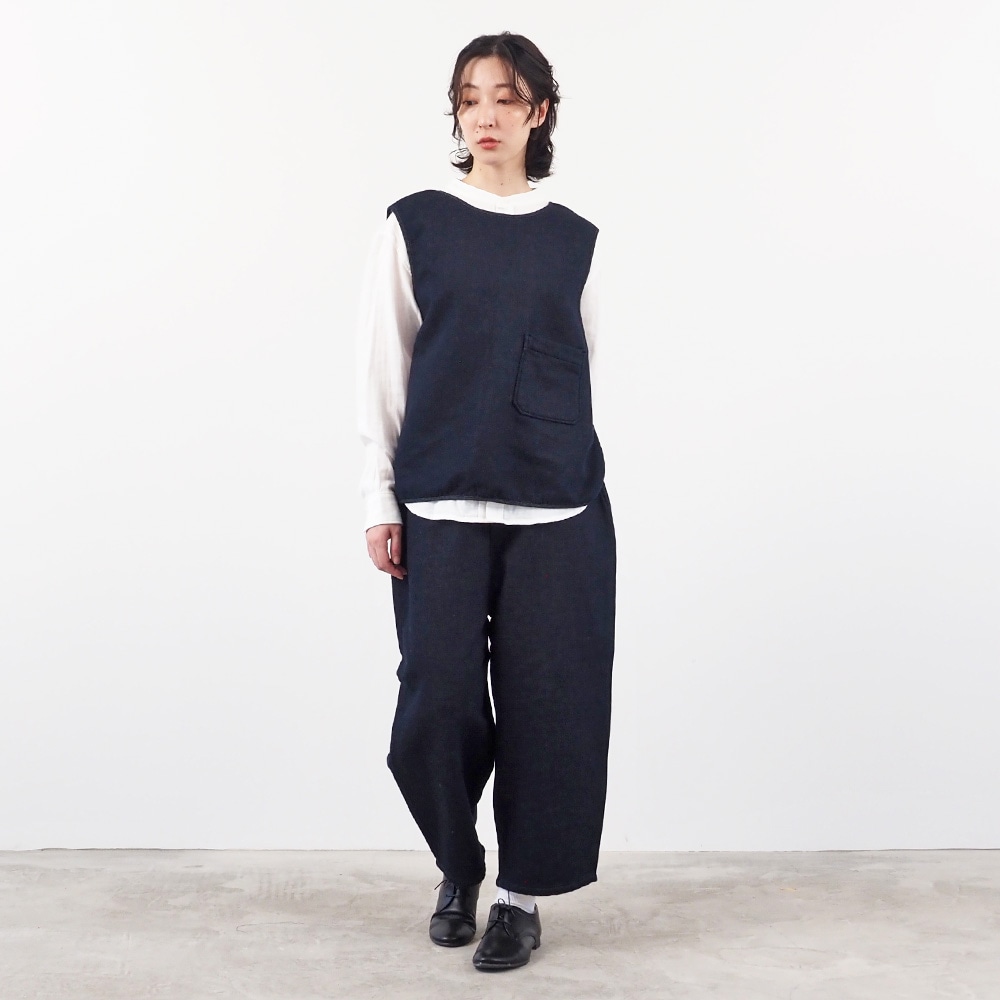 NARU(ナル) ムラデニム裏起毛 フリップベスト(2WAY) 666827