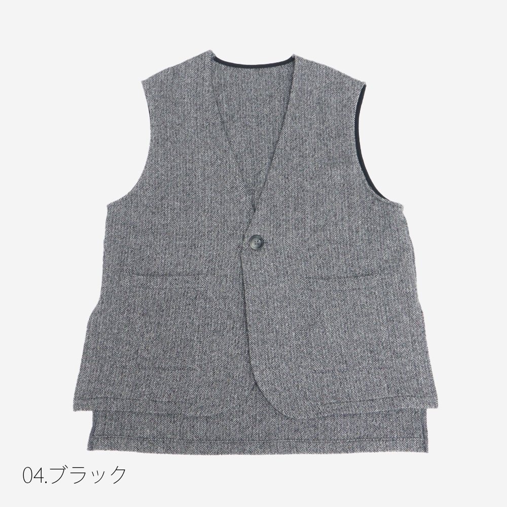 NARU(ナル) ヘリンボーンネップツイード スリットベスト 669902