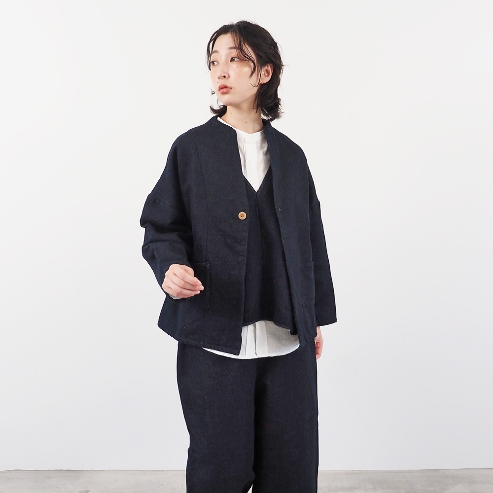 NARU(ナル) ムラデニム裏起毛 ノッチジャケット 666826