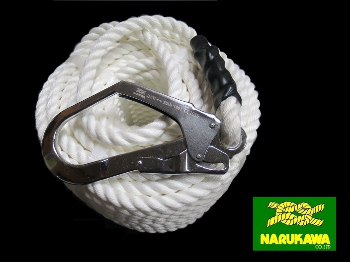 ビニロン親綱ロープ 片側大口径フック付16mm（10ｍ～50ｍ）