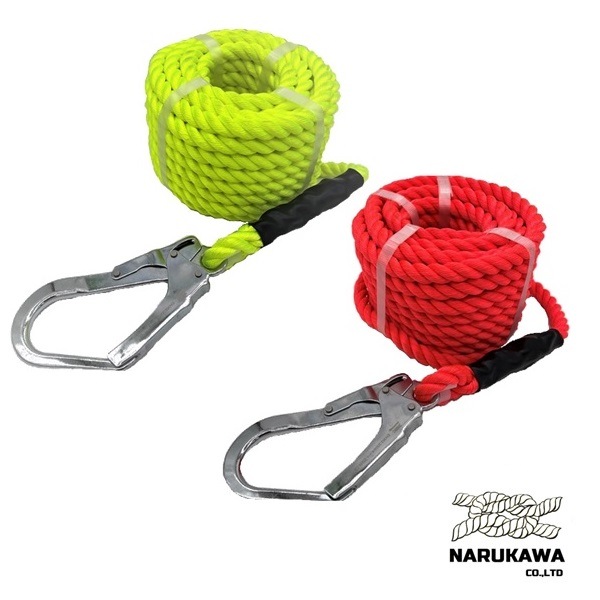 蛍光ポリエステル親綱ロープ 片側大口径フック16mm(3m～9m)
