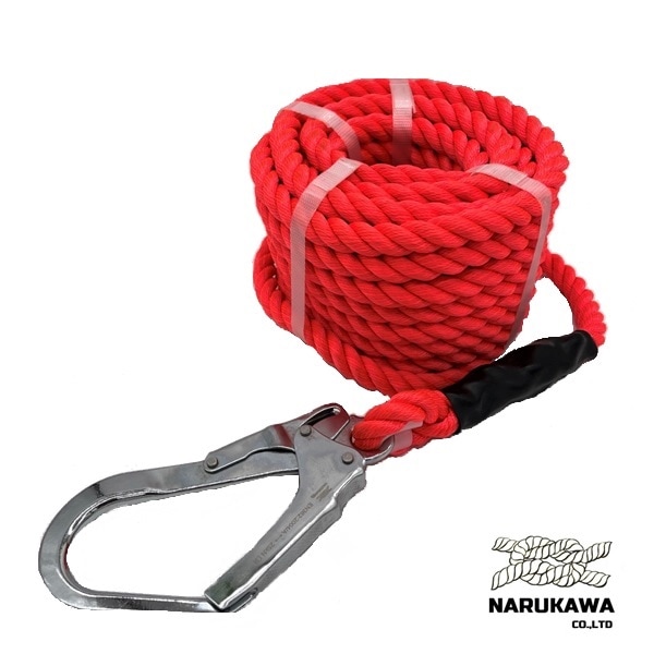 蛍光ポリエステル親綱ロープ 片側大口径フック16mm(3m～9m)