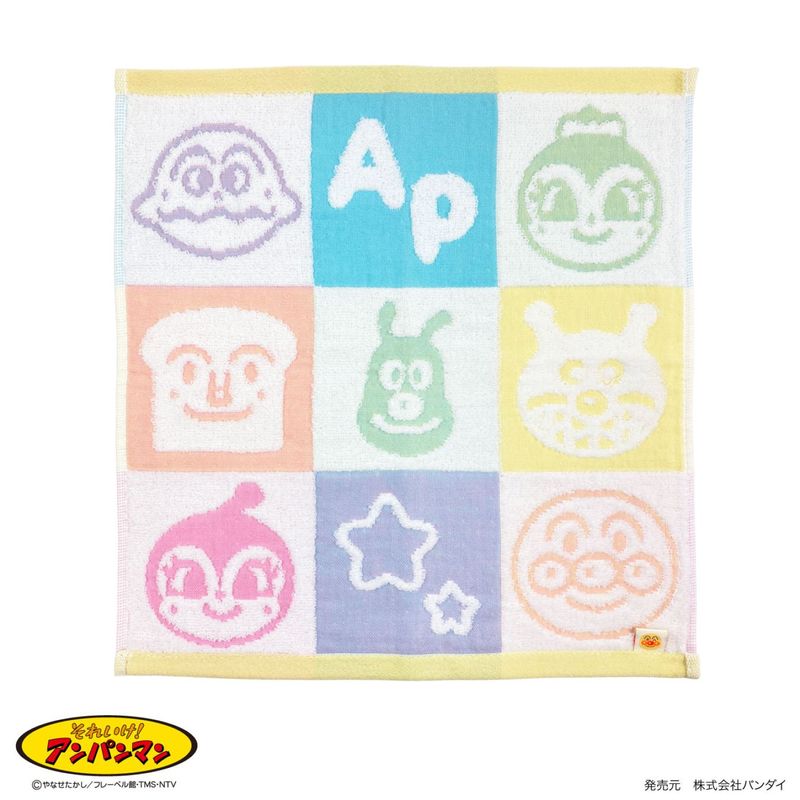 アンパンマン　無撚糸ジャガードガーゼ　ハンドタオル　綿100％