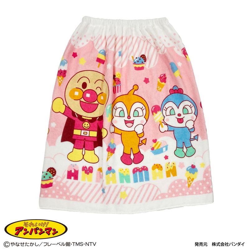 それいけ！アンパンマン　ピンク｜マキマキタオル｜丈60cm｜約60×110cm｜綿100%