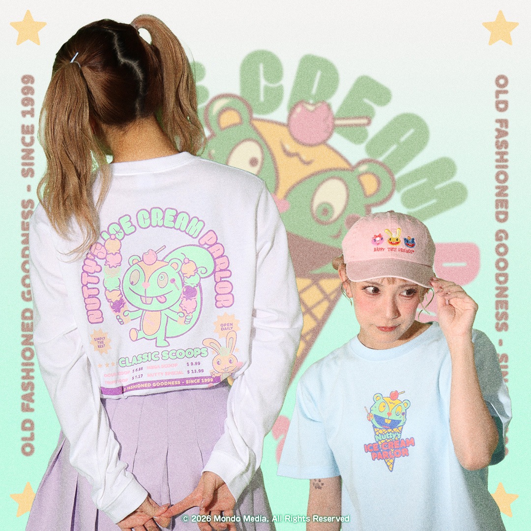 ハッピーツリーフレンズ NUTTY'S ICE CREAM PARLOR ロングスリーブT