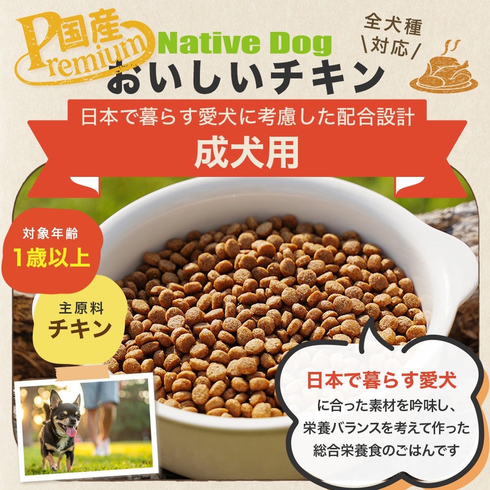 ドッグフード nao ネイティブドッグ 国産おいしいチキン 成犬用 800g ドッグフード