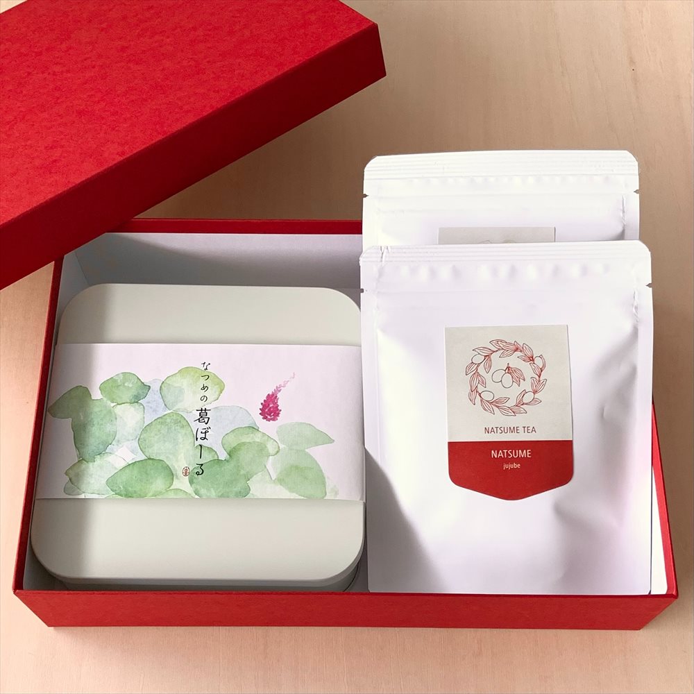 なつめいろ葛ぼーる缶ギフトセット(福井県産なつめと奈良吉野本葛使用の焼き菓子入り)小麦、卵、乳不使用