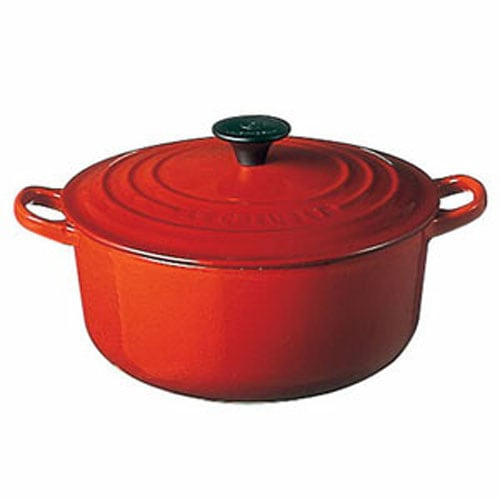 【美品】LE CREUSET　ココット ロンド オレンジ　22cm シグニチャー ココット・ロンド 14cm オレンジ (シルバーツマミ
