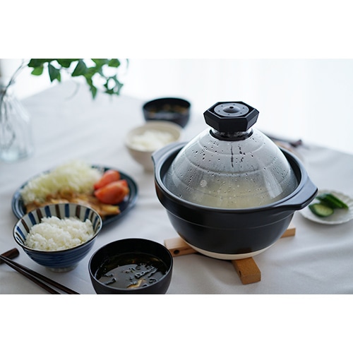 HARIO ハリオ フタがガラスのご飯釜2~3合 GNR-200-B-Wの通販