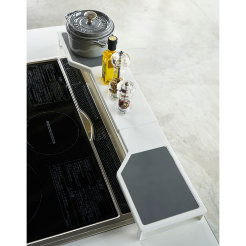 山崎実業 伸縮コンロ奥ラック プレート Plate ホワイト 3916の通販