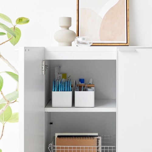 山崎実業 ハンドル付きスリム収納ボックス トスカ tosca ホワイト 1856