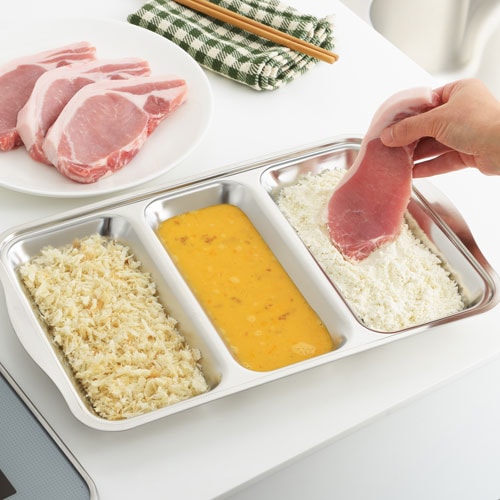 エコメルカリ便　6枚セット ステン バット 大３枚小３枚 ヨシカワ 下ごしらえに便利なステンレス3連バット 深型 SJ3268の通販