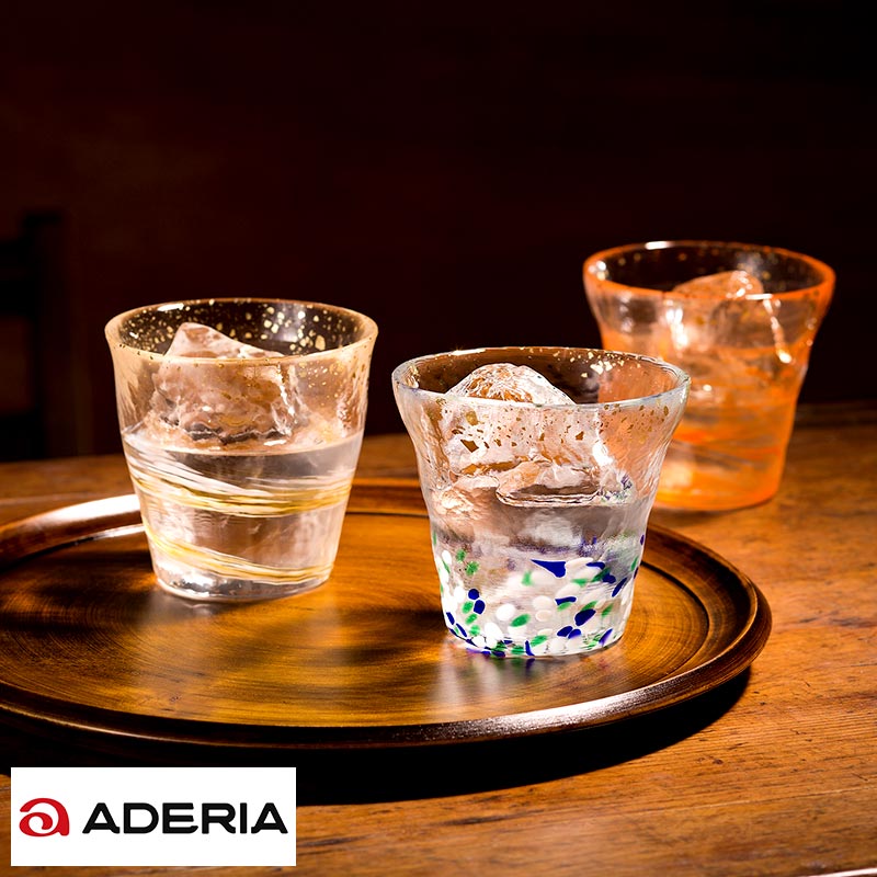 津軽びいどろ 金彩ロックグラス 氷華 mts-2905