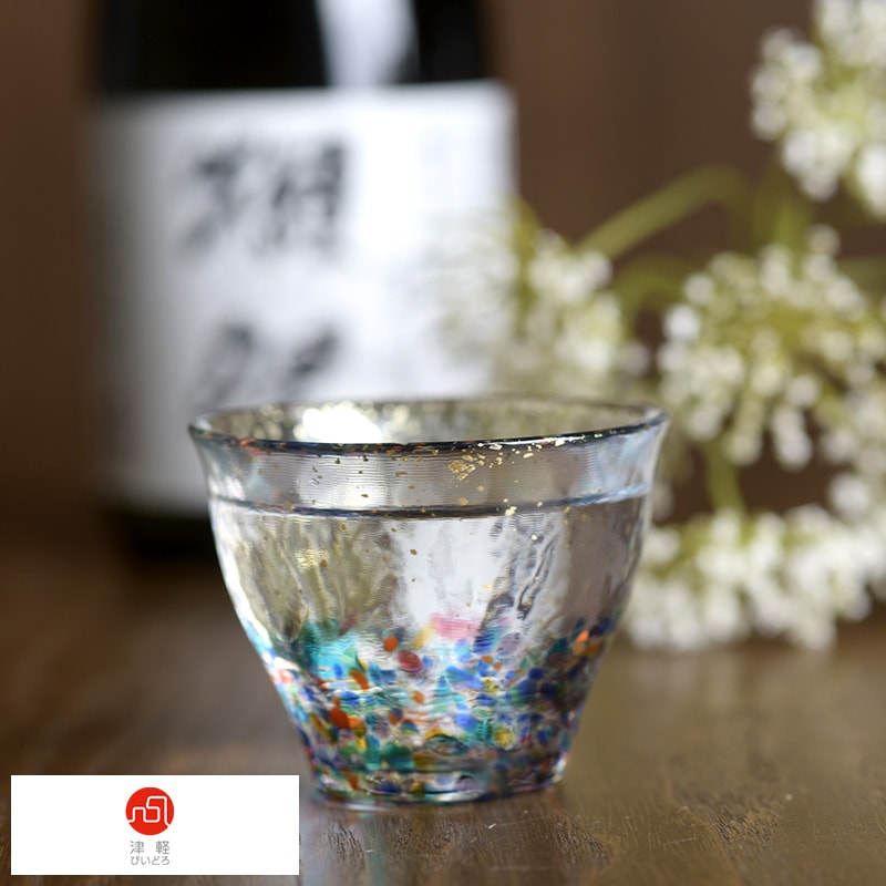 津軽びいどろ 金彩ぐい呑み mts-3407
