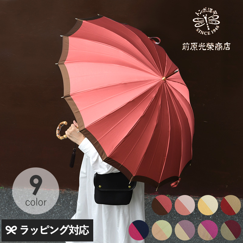 前原光榮商店 レディース 長傘 カーボンボーダー 55cm 16本骨 mnr-0577