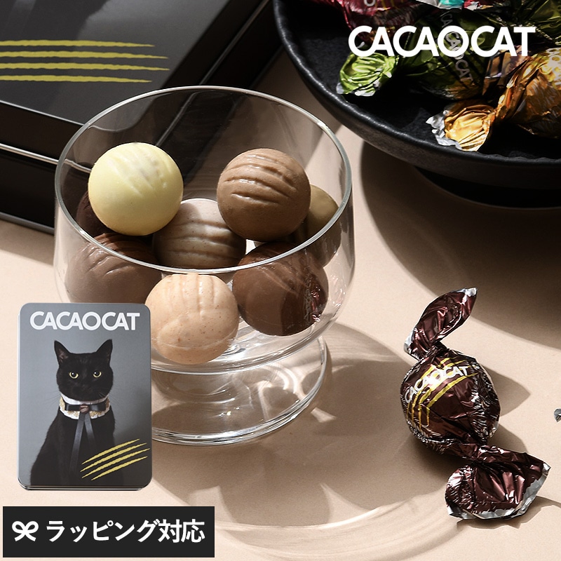 CACAOCAT カカオキャット ミックス缶 14個入り CAT NR-03810 ボンボンショコラアソート チョコレート/北海道産/ギフト プレゼント/バレンタイン ホワイトデー/ストロベリー 抹茶/猫デザイン/おしゃれ/贅沢フレーバー/DADACA/