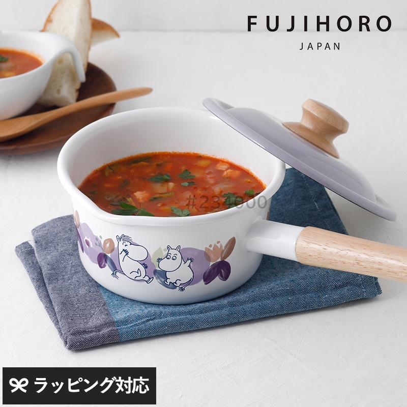 FUJIHORO JAPAN フジホーロー ジャパン ムーミンフラワーガーデン 16cmソースパン NR-04271 片手鍋かわいい/おしゃれ/ガス/IH/富士ホーロー ホウロウ ほうろう 琺瑯/母の日 2026 プレゼント ギフト 花以外 実用的 メッセージカード/