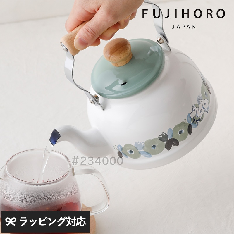 FUJIHORO JAPAN フジホーロー ジャパン ムーミンフラワーガーデン 1.6Lケトル NR-04273 ケトルやかん/ホーロー/IH/ガス/富士ホーロー ホウロウ ほうろう 琺瑯/小さめ/母の日 2026 プレゼント ギフト 花以外 実用的 メッセージカード/