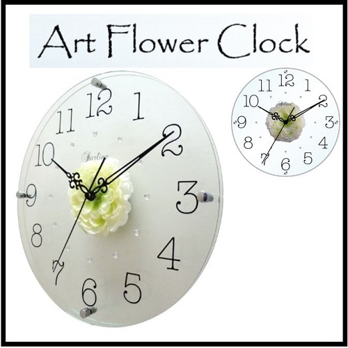 お花がアクセントの壁掛け時計！ アートフラワークロック ラナンキュラス ホワイト STARLINE スターライン SW-1192WT 【代引不可】