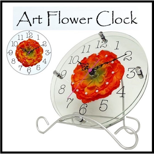 お花がアクセントの置掛け兼用時計! アートフラワークロック ラナンキュラス オレンジ STARLINE スターライン STW-1194OR 【代引不可】