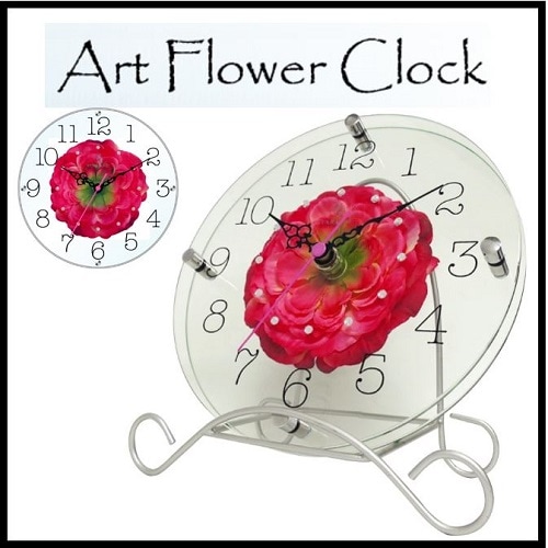 お花がアクセントの置掛け兼用時計! アートフラワークロック ラナンキュラス レッド STARLINE スターライン STW-1194RD 【代引不可】