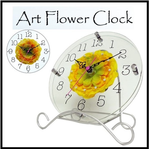 お花がアクセントの置掛け兼用時計! アートフラワークロック ラナンキュラス イエロー STARLINE スターライン STW-1194YE 【代引不可】