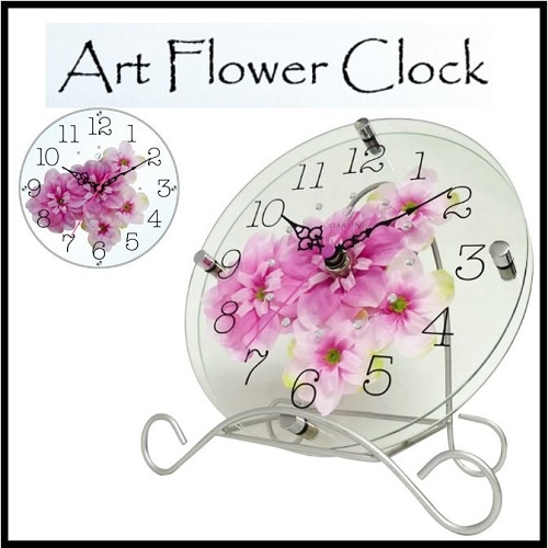 お花がアクセントの置掛け兼用時計! アートフラワークロック デルフィニウム ピンク STARLINE スターライン STW-1195PK 【代引不可】