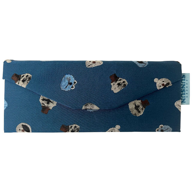 ワタナベ　パペットスンスン ジャガード 折りたたみメガネケース メガネ拭き付 PS-9309