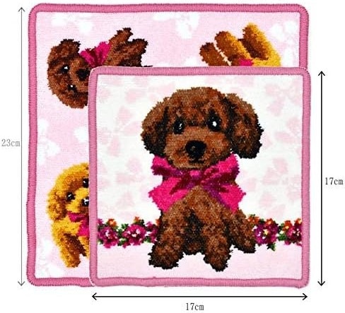 アーンジョー シェニール織 プードル ハンカチセット（23cmと17cmサイズ)(ピンク)