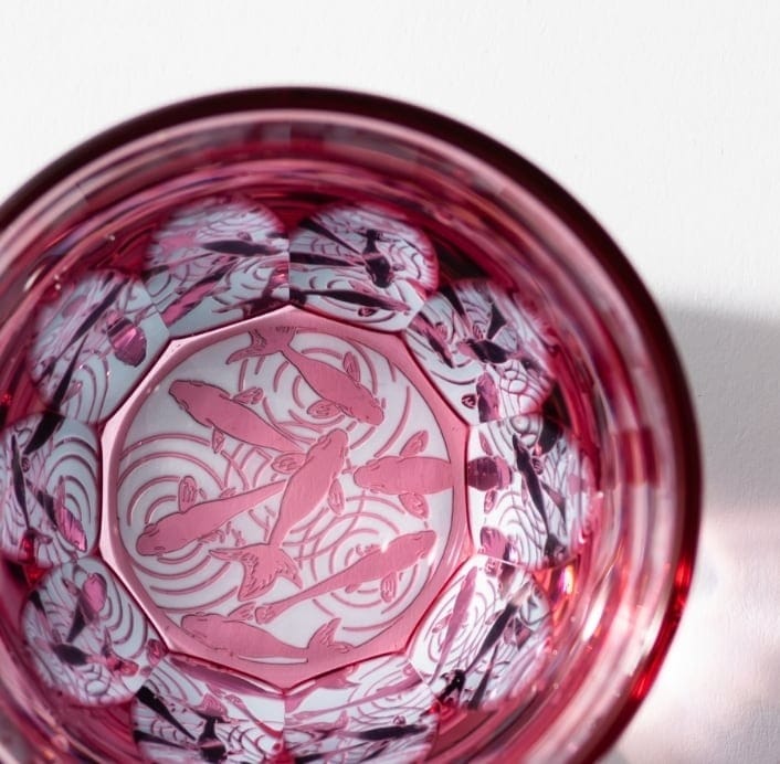 GLASS-LAB 金魚（金赤×ライトブルー）ぐい呑