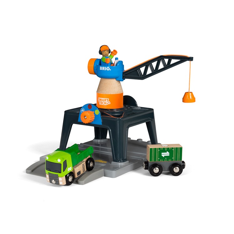HOゲージ コンテナ 5個 とBRIO 大型 クレーン ブリオ スマートテック タワークレーン 33962 (鉄道おもちゃ