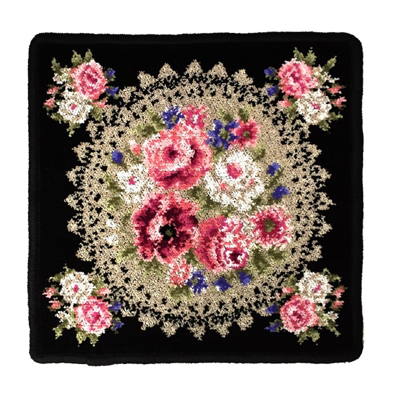 アーンジョー シェニール織 クララ ハンカチとストラップポーチ小のセット(ブラック)