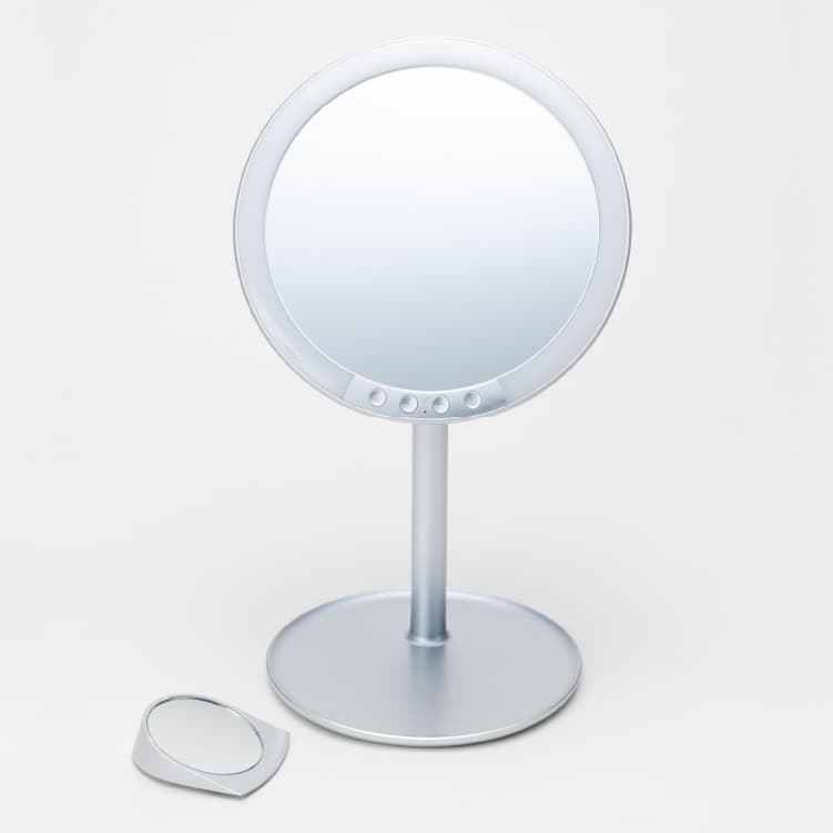 ナピュア LEDスタンドミラー 鏡 LED ライト 卓上