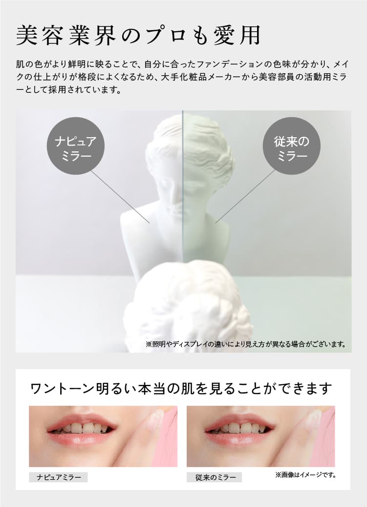 ナピュア LEDスタンドミラー 鏡 LED ライト 卓上