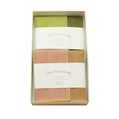 【ギフト】ツートンディッシュクロス２枚ギフト＜抹茶・ほうじ茶｜箱入＞