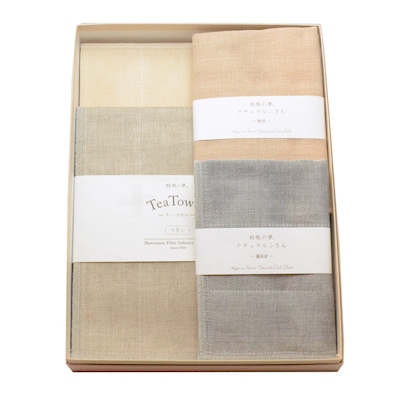 【ギフト】ナチュラルふきん、ティータオルセット<箱入り｜４点＞