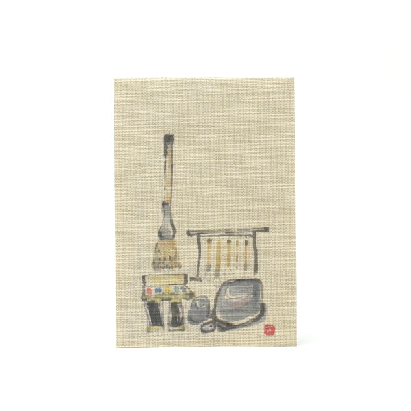 ふすま地箋　はがきサイズ　-秦幸子画- 書道