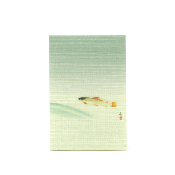 ふすま地箋　はがきサイズ　-粟津義典画- 若鮎