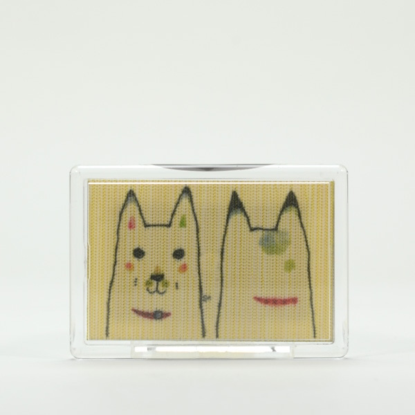 ふすま地マグネット -秦幸子画- わんこう横