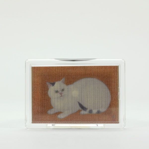 ふすま地マグネット -粟津魏三郎画-  白猫