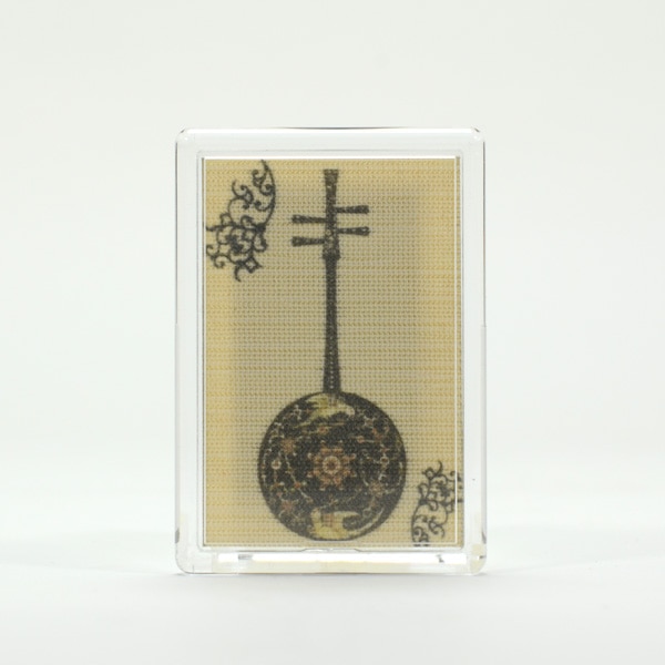 ふすま地マグネット -シルクロード柄- 丸琵琶