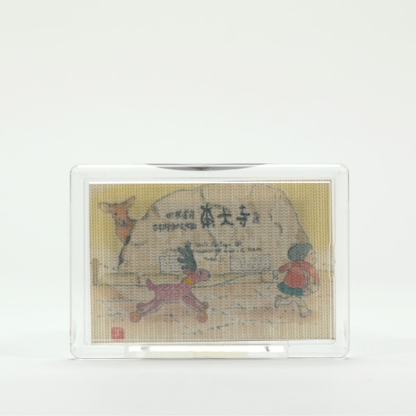 ふすま地マグネット -秦幸子画- 鹿コロコロ