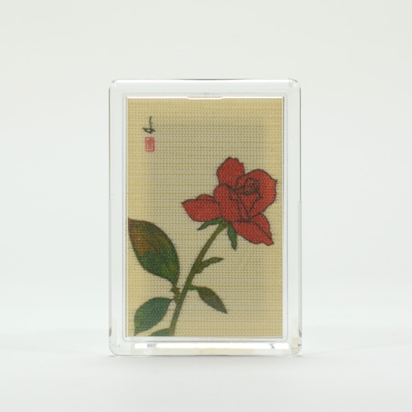 ふすま地マグネット -粟津義典画- 赤いバラ