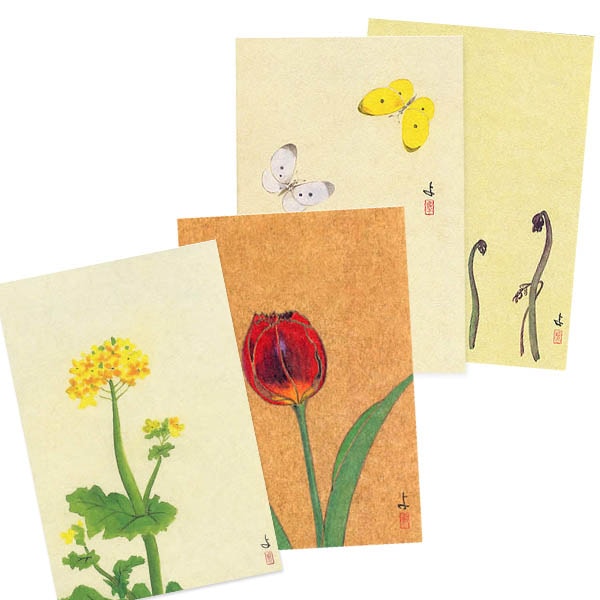 ポストカードセット日本画 粟津義典/春4(3、36、45、67)