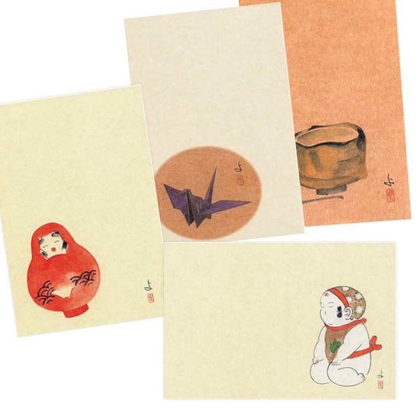 ポストカードセット日本画 粟津義典/くらしの柄(30、50、75、87)
