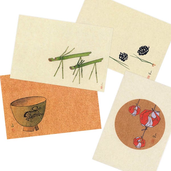 ポストカードセット日本画 粟津義典／奈良（32、51、54、86）